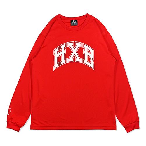 HXB DRY Long Sleeve Tee 【WARP】 RED×WHITE+WHITE