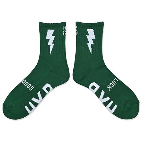 HXB "GOOD LUCK SOCKS" 【FLASH】 DEEP GREEN×WHITE