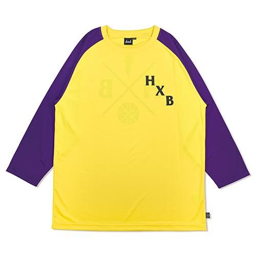 HXB DRY CUTOFF SLEEVE TEE 【XOVER】 YELLOW/PURPLE