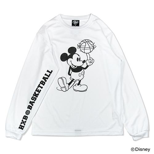 Mickey / HXBバスケットボールロンTEE(ドライ) ホワイト×ブラック