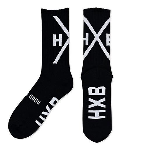 HXB "GOOD LUCK SOCKS" 【XOVER】 BLACK×WHITE