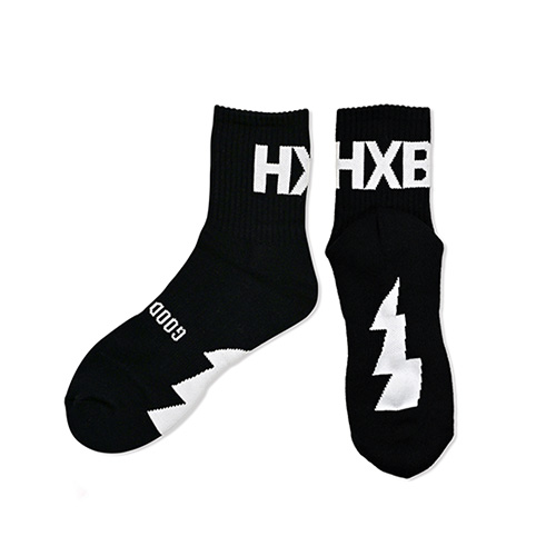 HXB "GOOD LUCK SOCKS" 【MID LOGO】 BLACK×WHITE