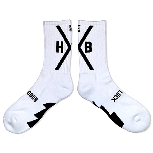 HXB "GOOD LUCK SOCKS" 【XOVER 2.0】 WHITE×BLACK
