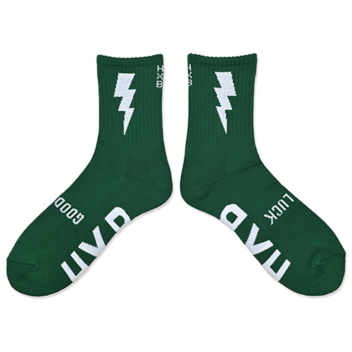 HXB "GOOD LUCK SOCKS" 【FLASH】 DEEP GREEN×WHITE