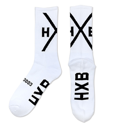 HXB "GOOD LUCK SOCKS" 【XOVER】 WHITE×BLACK