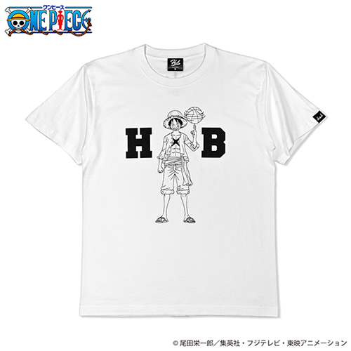 HXB×ONE PIECE "コットンTシャツ" 【Luffy】 ホワイト×ブラック