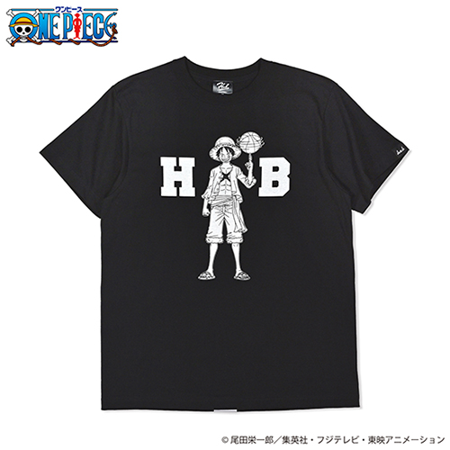 HXB×ONE PIECE "コットンTシャツ" 【Luffy】 ブラック×ホワイト