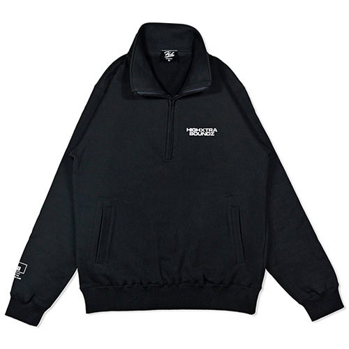 HXB SWEAT HALF ZIP 【THE CIRCLE】 BLACK×WHITE