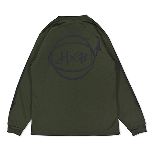 HXB DRY Long Sleeve Tee 【Marker】 ARMY GREEN×BLACK